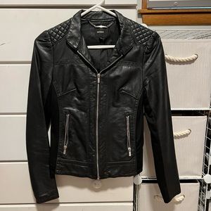 Express Black Leather Zip Up Jacket Size XS
